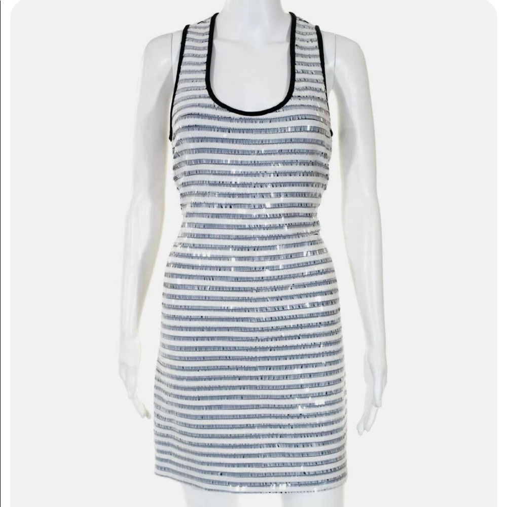 NWOT- Festive Nicole Miller Artelier Striped Sequin Sheath Dress, M